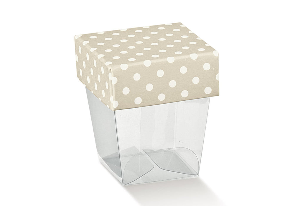 Box - Trans. with Spotted Taupe Lid 33X33X50