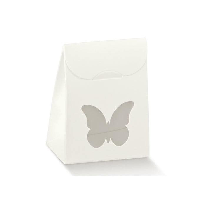Box Bag - White - Butterfly Window - 60X35X80mm