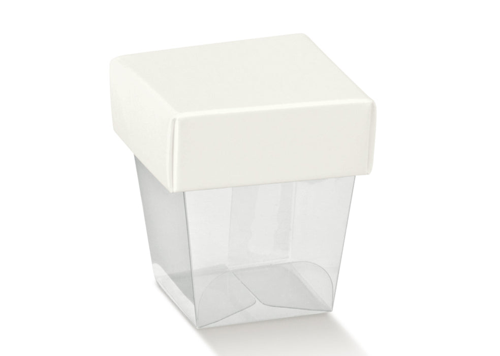 Box - Transparent & White Lid - 33X33X50mm