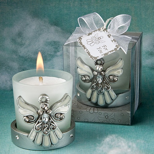 Angel Glass Candle Holder with Pearl Finish