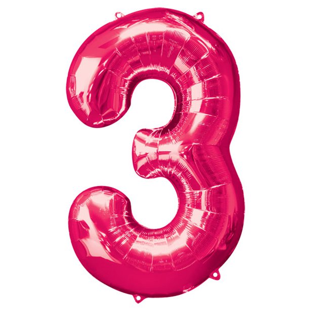Balloon Foil Number - 3 Pink - 34"
