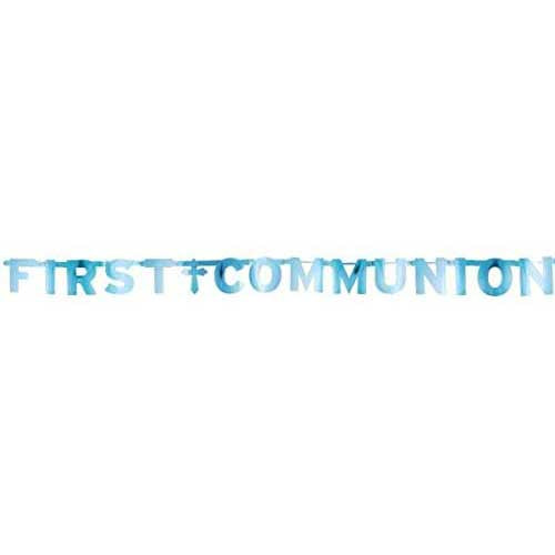 First Communion Foil Letter Banner Blue - 2.43m