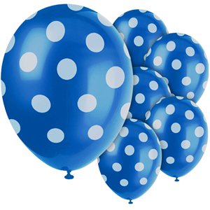 Blue Decorative Polka Dots Balloons - Latex