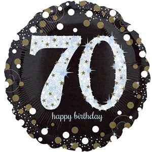 Balloon Foil Round Shape - Gold Sparkling Celebration - Happy 70th Birthday
