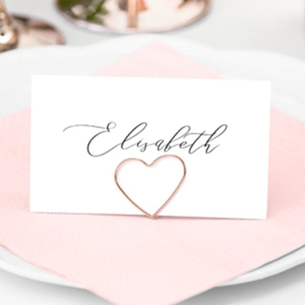 Rose Gold Heart Place Card Holders - 10pk