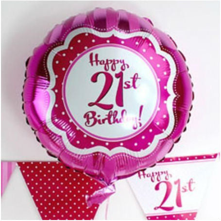 Perfectly Pink Happy 21st Birthday Balloon