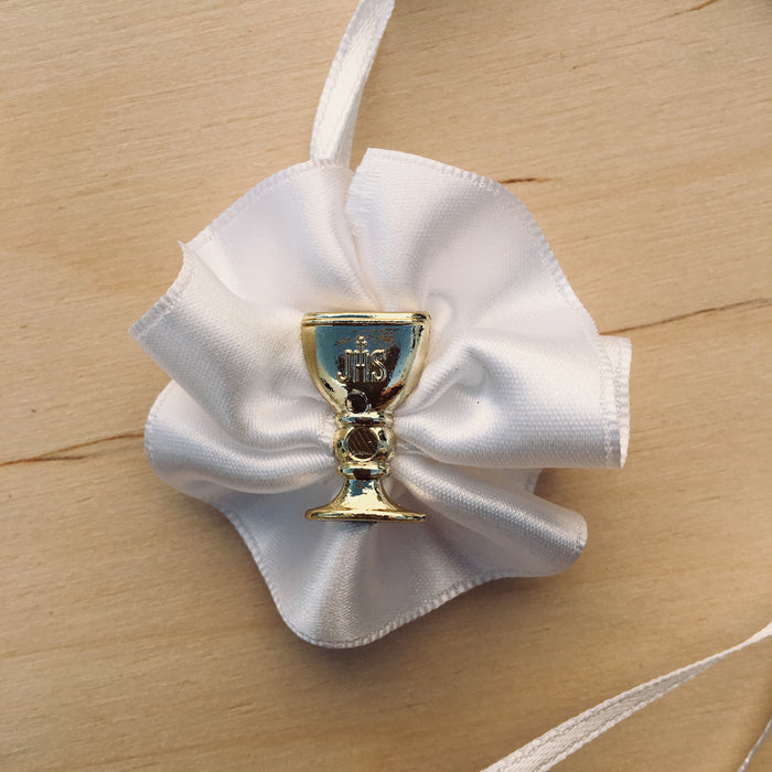 Domna for Girls - White Satin with Gold Chalice
