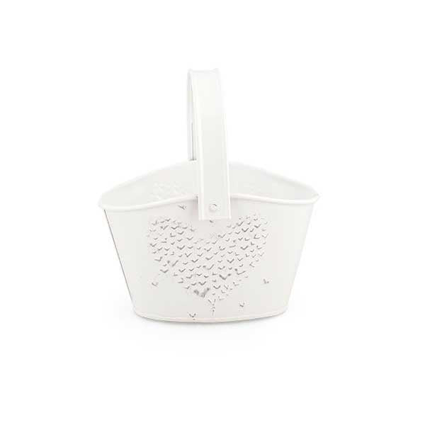 White Basket with Heart Design