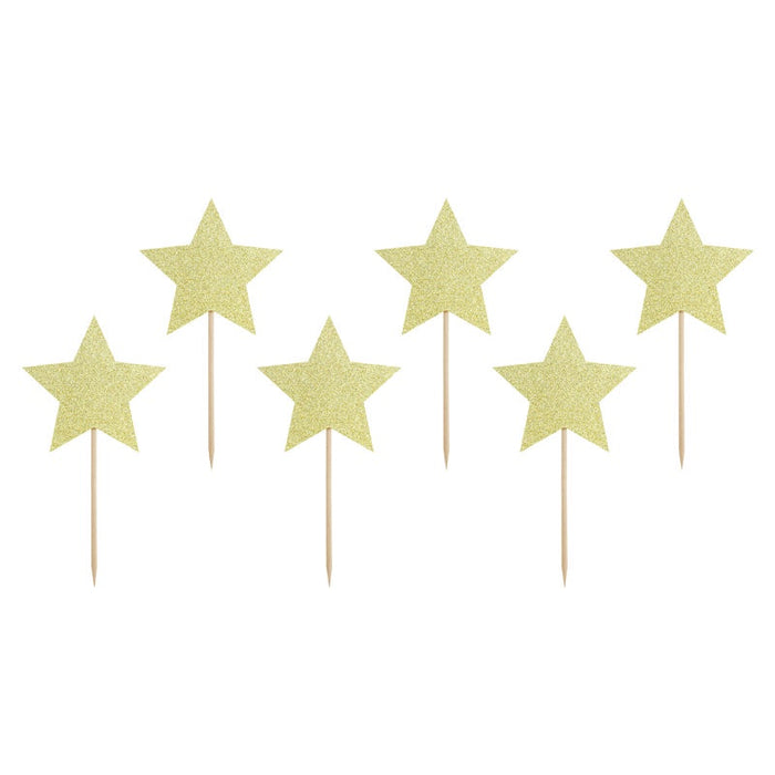 Cupcake Toppers - Gold Stars - 6pk