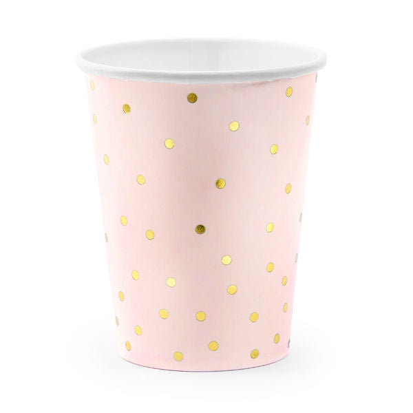 Party Cups - Pink with Gold Dots - 6pk