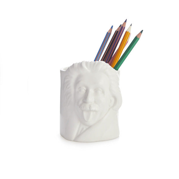 Pen holder Albert Einstein white