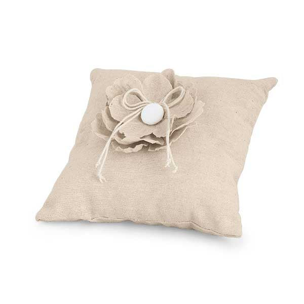 Ring Pillow - Fabric Flower - Natural