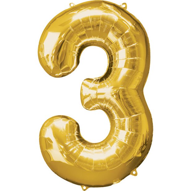 Balloon Foil Number - 3 Gold - 34"