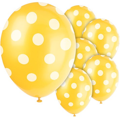 Yellow Polka Dot Balloons - 12'' Latex