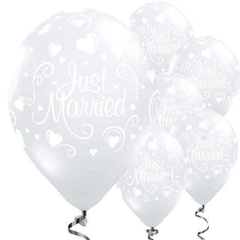 Just Married Diamond Clear Balloons - 11'' Latex