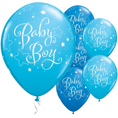 Baby Boy Stars Blue Balloons - 11" Latexbaby shower