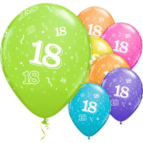 Latex Balloons 11'' 18th Around Assortment