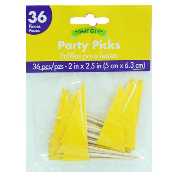 Flag Cake Picks - Yellow - 36pk