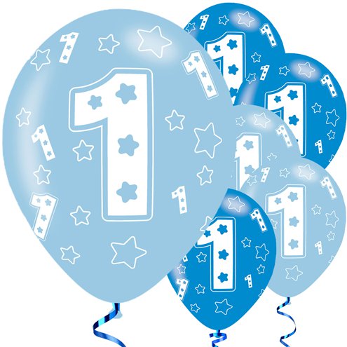 1st Birthday Blue Balloons - 11'' Latex