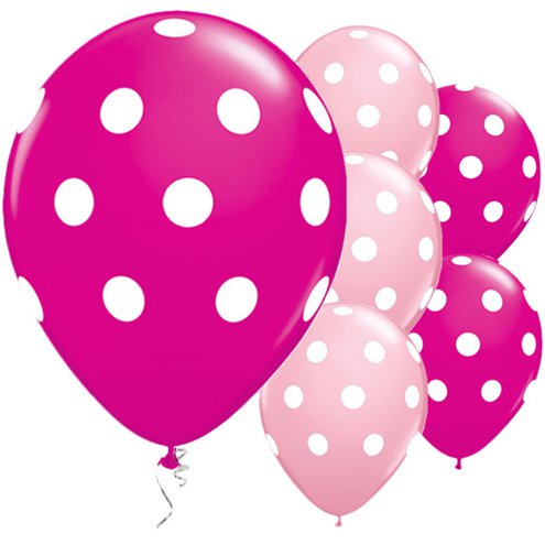 Balloon Matte Latex with Polka Dots - Pink 11''