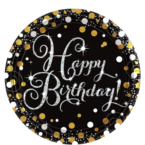 Sparkling Celebration Happy Birthday Prismatic Plates