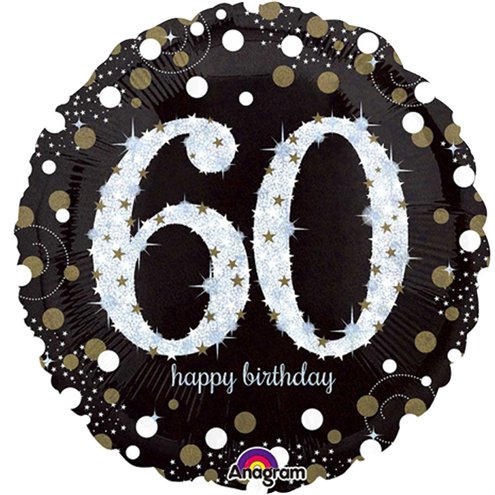 Balloon Foil Round Shape - Gold Sparkling Celebration - Happy 60th Birthday