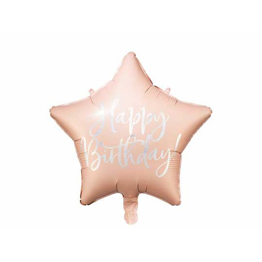 Foil balloon - Powder Pink Star - Happy Birthday 15.5''