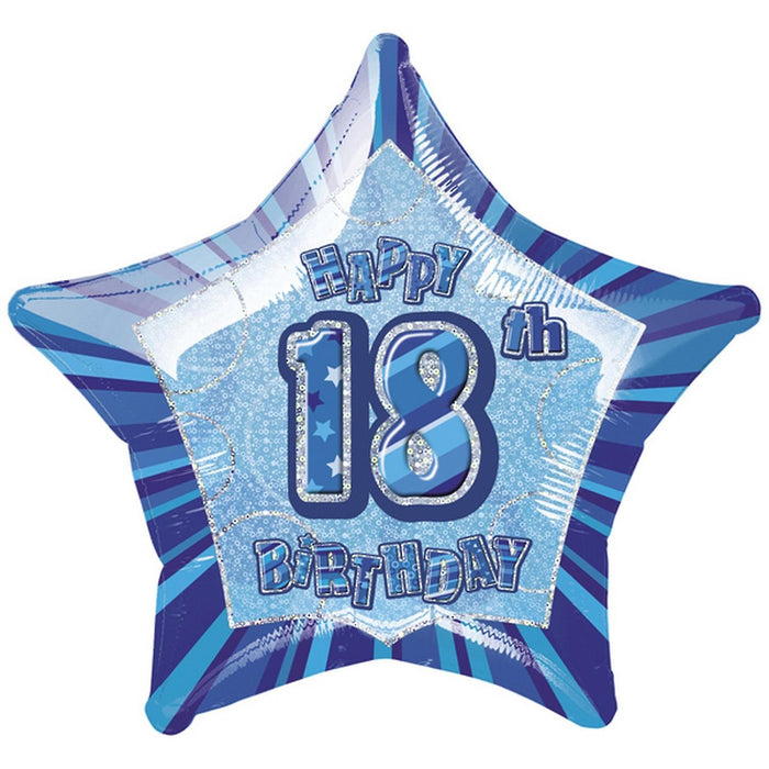 Balloon Foil Star Shaped - Dazzling Blue - 18th Birthday 20''