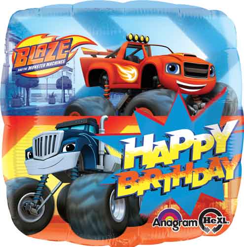 Blaze Happy Birthday Square Balloon - 18" Foil