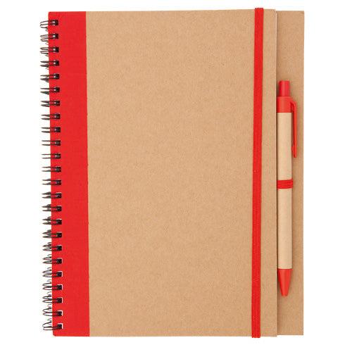 Kraft Notebook with Pen - Red - 59 sheets