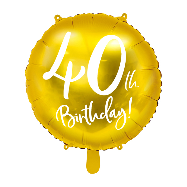 Gold 40th Birthday Balloon - 18" Foil