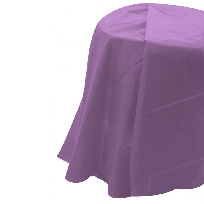 Purple Round Plastic Table Cover (84 Inch)