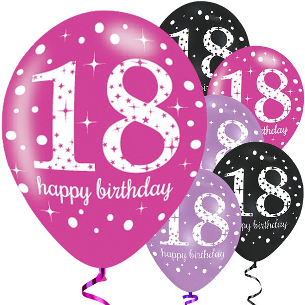 Balloons Latex Pearl - Pink Sparkling Celebration - Happy 18th Birthday