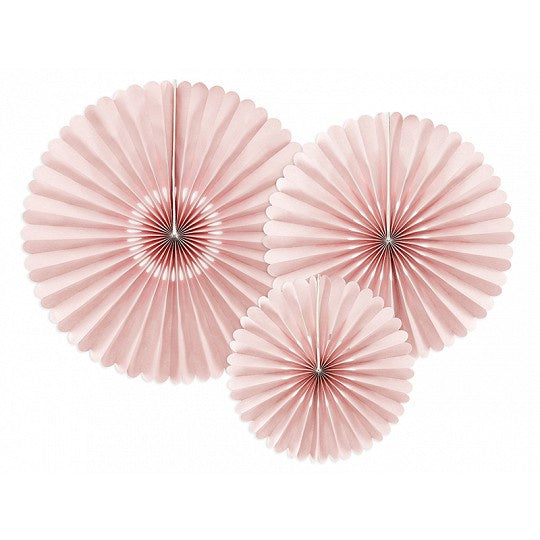 Hanging Decoration - Dusty Rose Paper Fans - 3pk