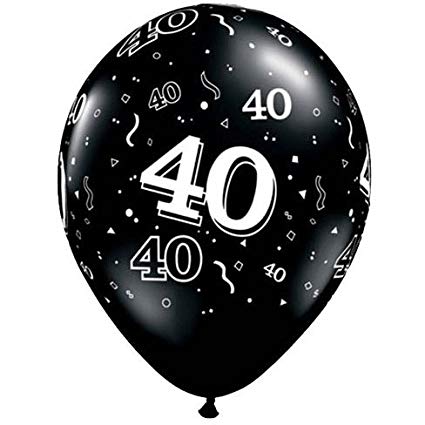 40th Birthday Black Balloons - 11'' Latex