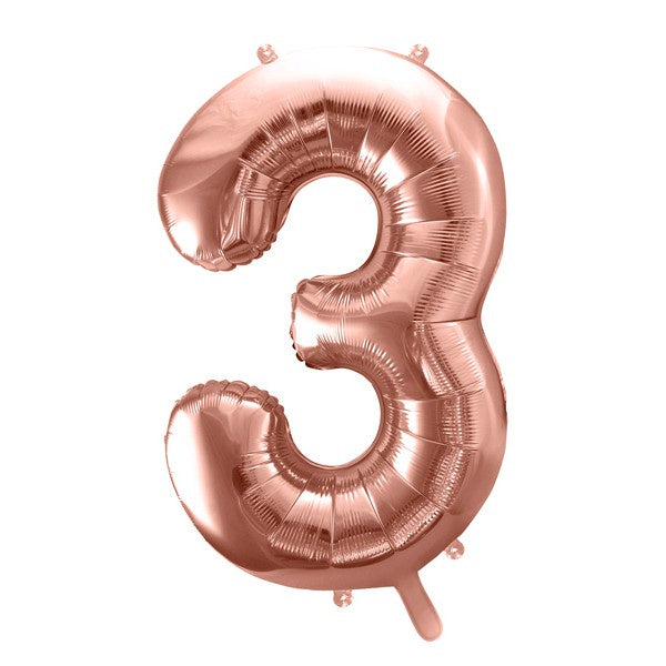 Balloon Foil Number - 3 Rose Gold - 34" (86cm)