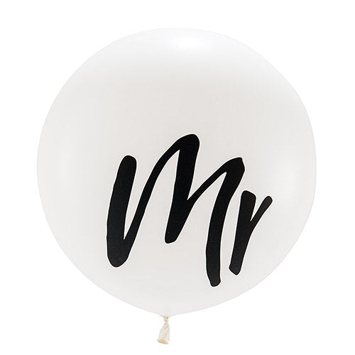 Balloon Matte Latex - Jumbo White Round Wedding Balloon - "Mr" 36"