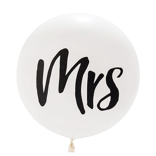 Balloon Matte Latex - Jumbo White Round Wedding Balloon - "Mrs"