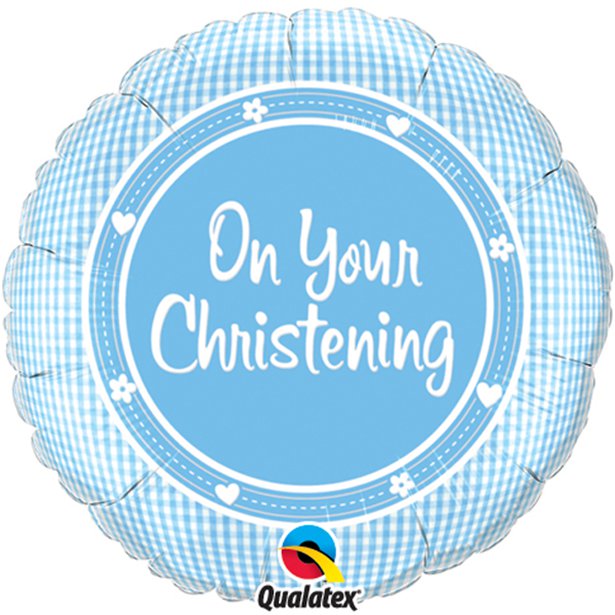 Balloon Foil Round Shape - On Your Christening Blue 18''