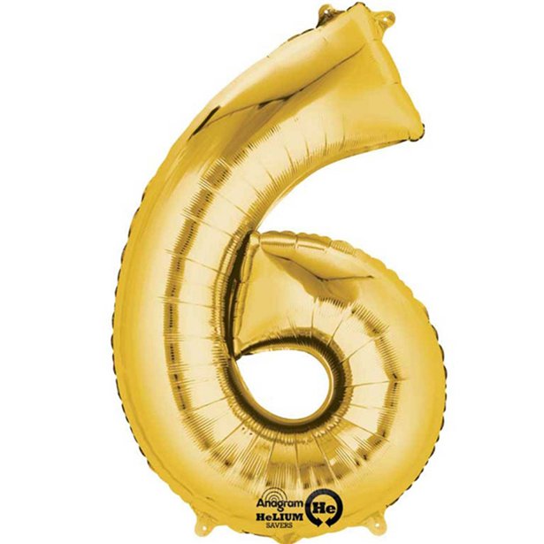 Balloon Foil Number - 6 Gold - 16"