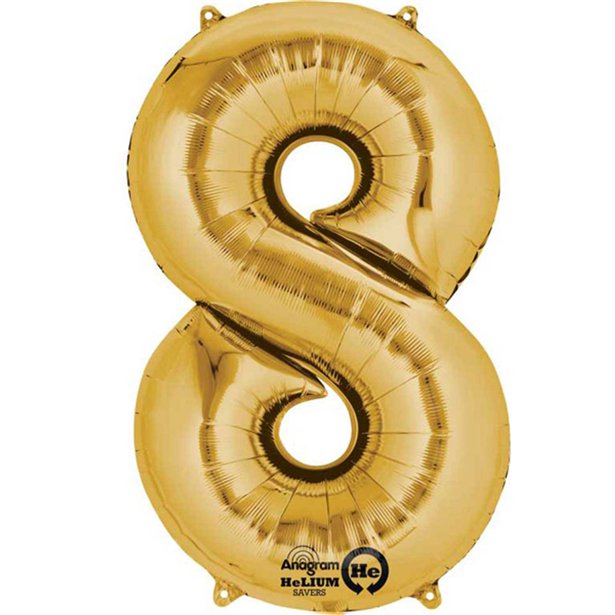 Balloon Foil Number - 8 Gold - 16"