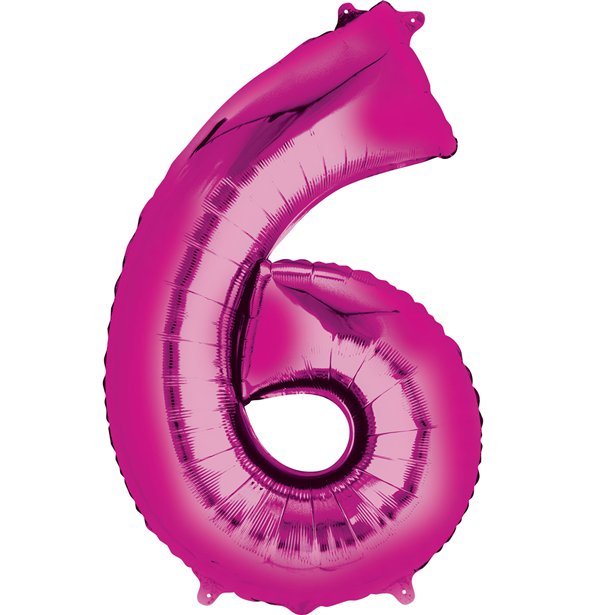 Balloon Foil Number - 6 Pink - 16"