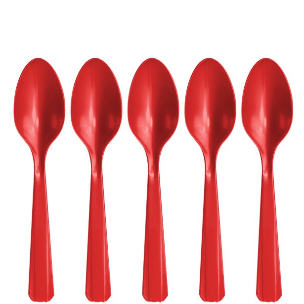 Red - Plastic Spoons