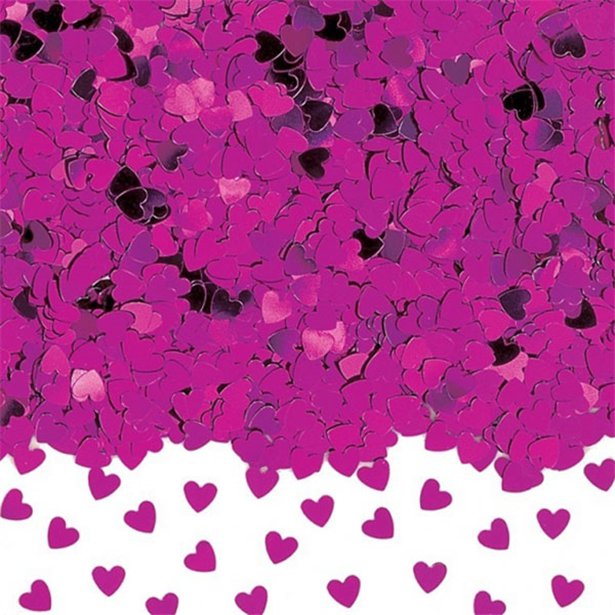 Table / Invites Confetti - Metallic Hot Pink Hearts - 14G