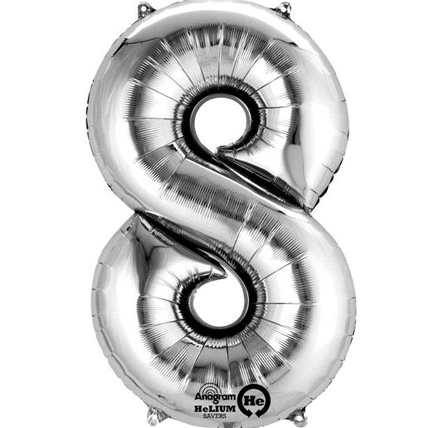 Balloon Foil Number - 8 Silver - 16"