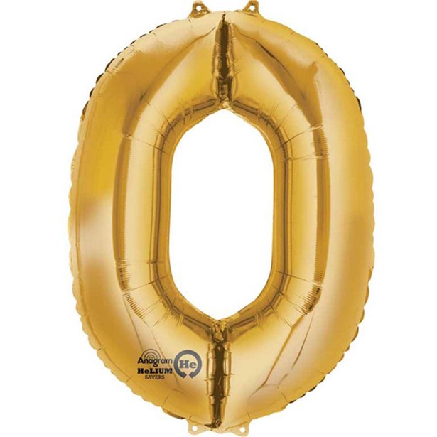 Balloon Foil Number - 0 Gold - 14"