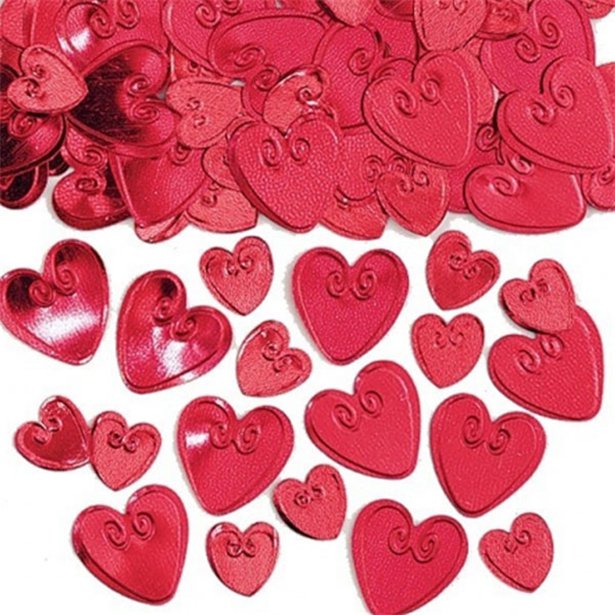 Table / Invites Confetti - Metallic Ruby Hearts - 14G