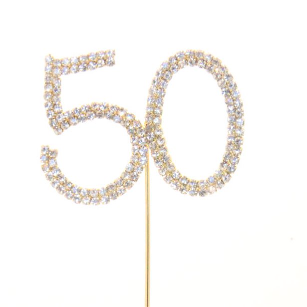 50th Birthday Anniv Diamante Cake Pick