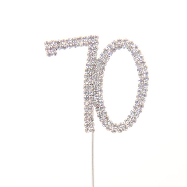 70th Birthday Diamante Cake Pick