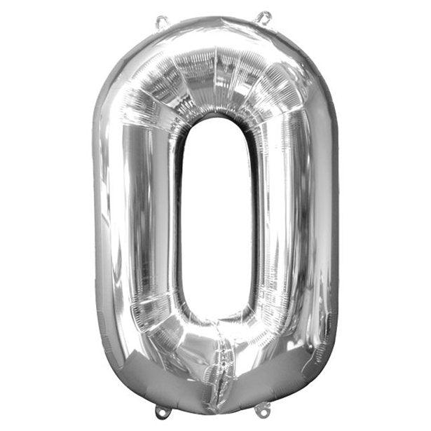 Balloon Foil Number - 0 Silver - 34"